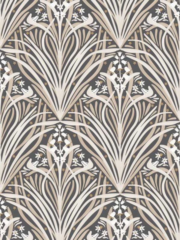 Victorian Bloom fabric in black color - pattern number VREL90-166 - by Veer Decor in the Elegance collection