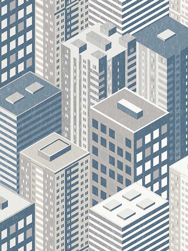 City Blocks fabric in blue color - pattern number VRLO01-705 - by Veer Decor in the Loft collection