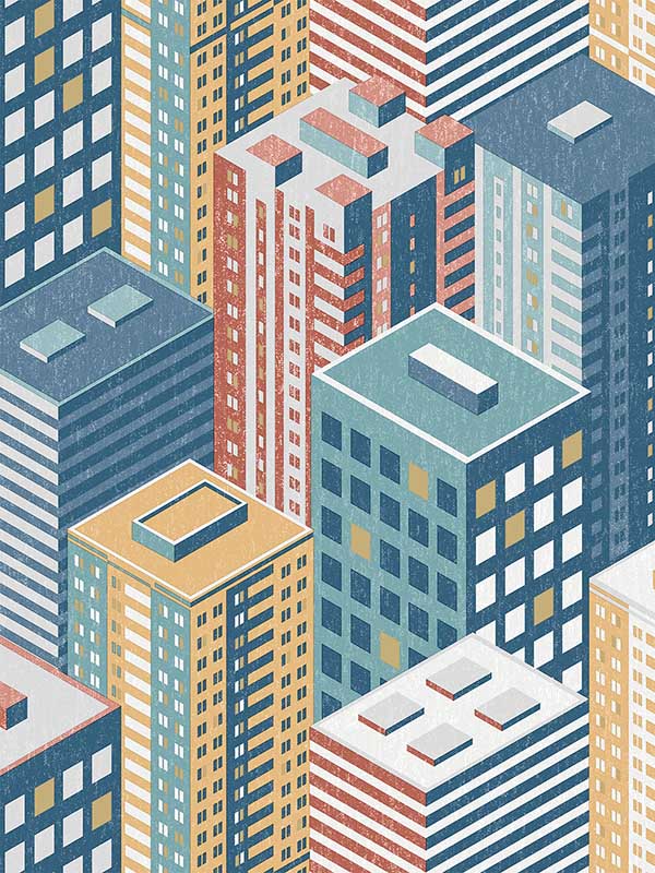 City Blocks fabric in multi color - pattern number VRLO10-705 - by Veer Decor in the Loft collection