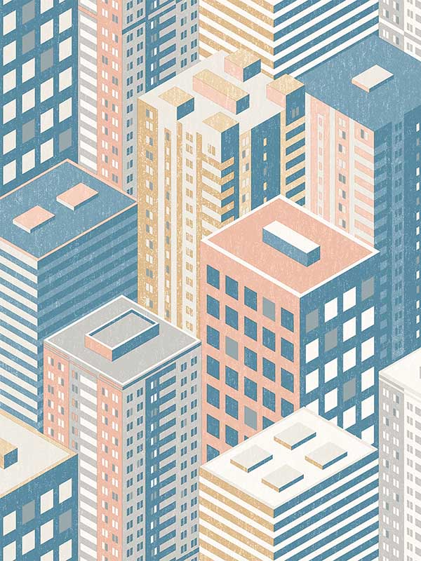 City Blocks fabric in peach color - pattern number VRLO05-705 - by Veer Decor in the Loft collection