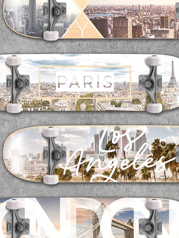 City Skate fabric in grey color - pattern number VRLO09-605 - by Veer Decor in the Loft collection