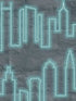 Neon City Skyline fabric in aqua color - pattern number VRLO04-135 - by Veer Decor in the Loft collection