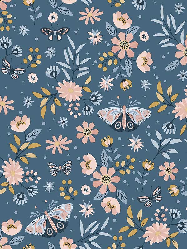 Whimsical Meadow fabric in blue color - pattern number VRKG01-185 - by Veer Decor in the My Kingdom collection