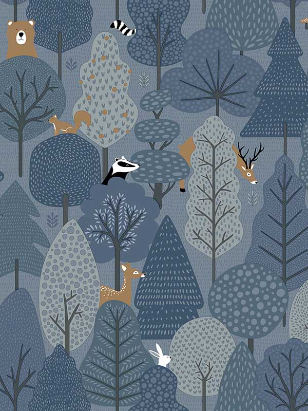 Enchanted Forest fabric in starry night color - pattern number VRKG01-615 - by Veer Decor in the My Kingdom collection