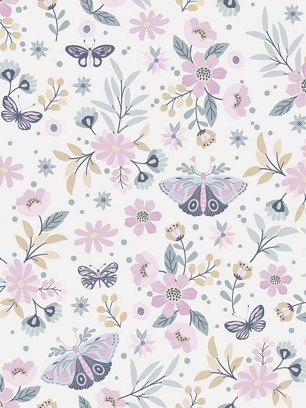 Whimsical Meadow wallpaper in pink color - pattern number VRKG03-185 - by Veer Decor in the My Kingdom collection