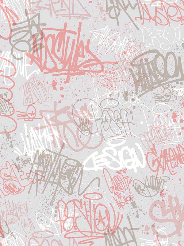 Graffiti fabric in rose color - pattern number VRKG03-315 - by Veer Decor in the My Kingdom collection