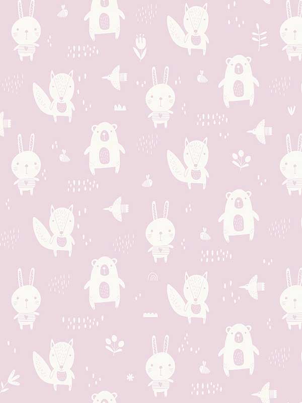 Woodland Pals fabric in pink color - pattern number VRKG03-319 - by Veer Decor in the My Kingdom collection
