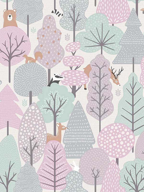 Enchanted Forest fabric in pink color - pattern number VRKG03-615 - by Veer Decor in the My Kingdom collection