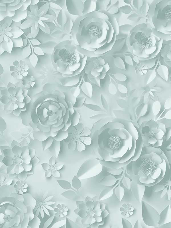 Paper Flowers wallpaper in green color - pattern number VRKG04-644 - by Veer Decor in the My Kingdom collection