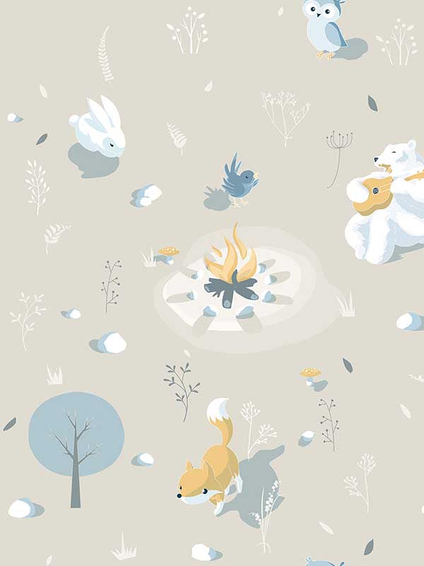 Woodland Friends fabric in beige color - pattern number VRKG07-313 - by Veer Decor in the My Kingdom collection