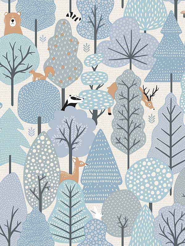 Enchanted Forest fabric in sky blue color - pattern number VRKG11-615 - by Veer Decor in the My Kingdom collection
