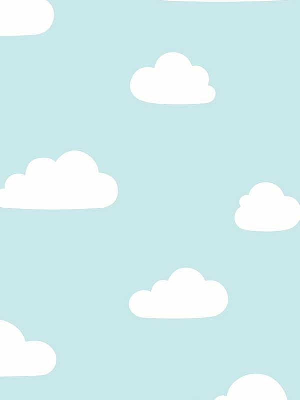 Clouds fabric in aqua color - pattern number VRKG21-816 - by Veer Decor in the My Kingdom collection