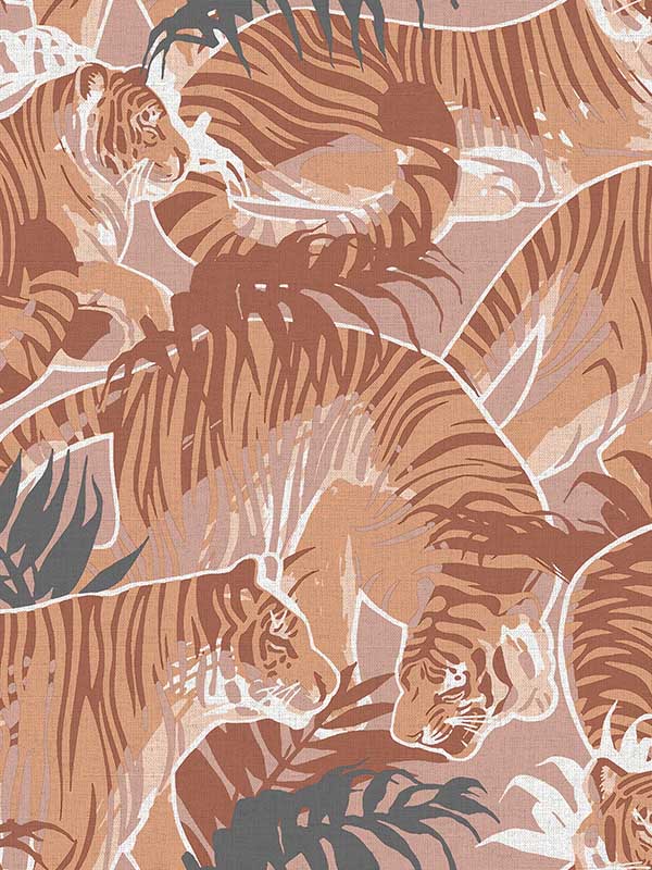 Tiger Squad fabric in orange color - pattern number VRNO05-596 - by Veer Decor in the Nomade collection