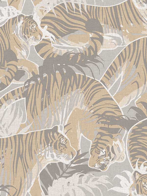 Tiger Squad fabric in beige color - pattern number VRNO07-596 - by Veer Decor in the Nomade collection