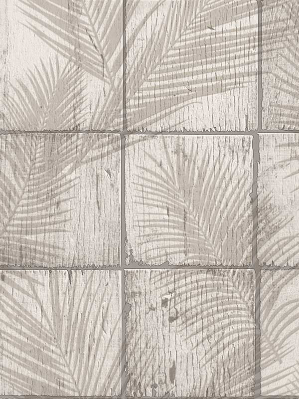 Rustic Palm Shadow Tile fabric in beige color - pattern number VRNO07-986 - by Veer Decor in the Nomade collection