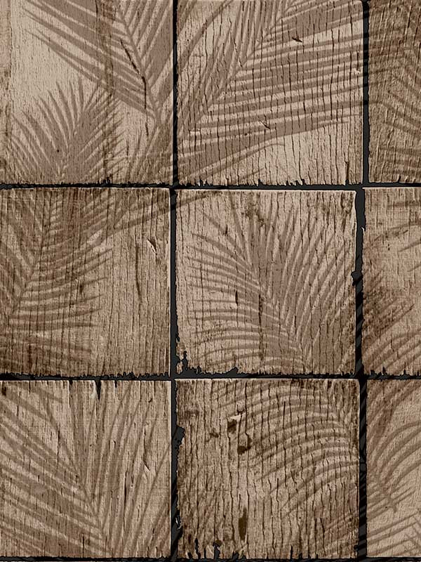 Rustic Palm Shadow Tile fabric in taupe color - pattern number VRNO08-986 - by Veer Decor in the Nomade collection