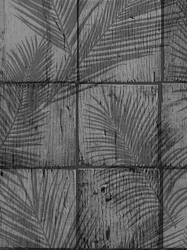 Rustic Palm Shadow Tile fabric in grey color - pattern number VRNO09-986 - by Veer Decor in the Nomade collection