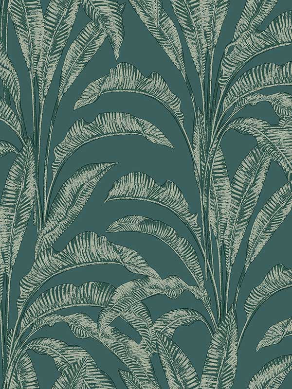 Luxe Tropical Palm fabric in green color - pattern number VRNO14-916 - by Veer Decor in the Nomade collection