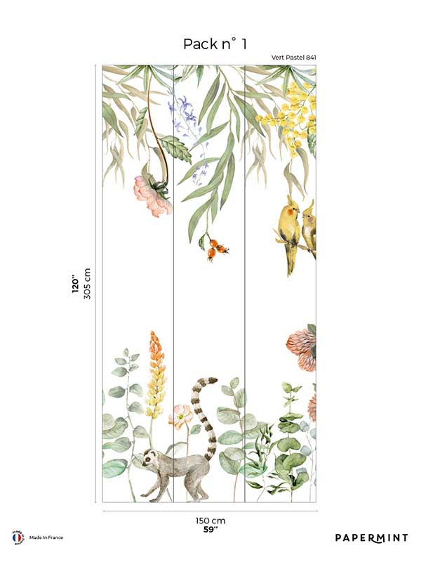 Alice Pack 1 fabric in green color - pattern number 8184-AA1-A - by Veer Decor in the Papermint Wall Murals collection