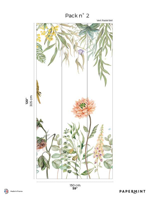 Alice Pack 2 fabric in green color - pattern number 8184-AA1-B - by Veer Decor in the Papermint Wall Murals collection