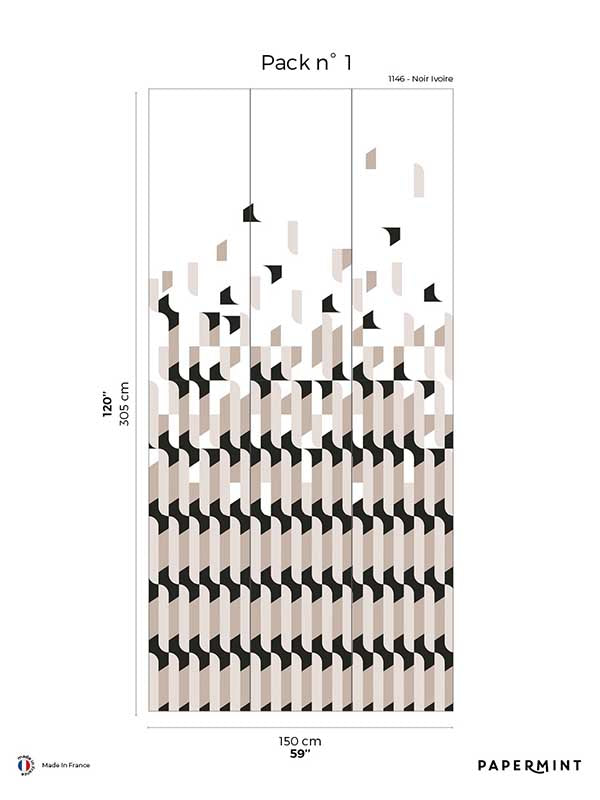 Alma Pack 1 fabric in black color - pattern number 8184-AB1-A - by Veer Decor in the Papermint Wall Murals collection