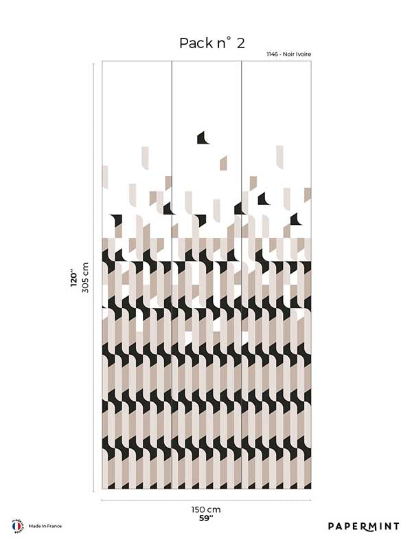 Alma Pack 2 fabric in black color - pattern number 8184-AB1-B - by Veer Decor in the Papermint Wall Murals collection