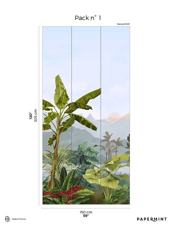 Amazonia Pack 1 fabric in blue color - pattern number 8184-AC1-A - by Veer Decor in the Papermint Wall Murals collection
