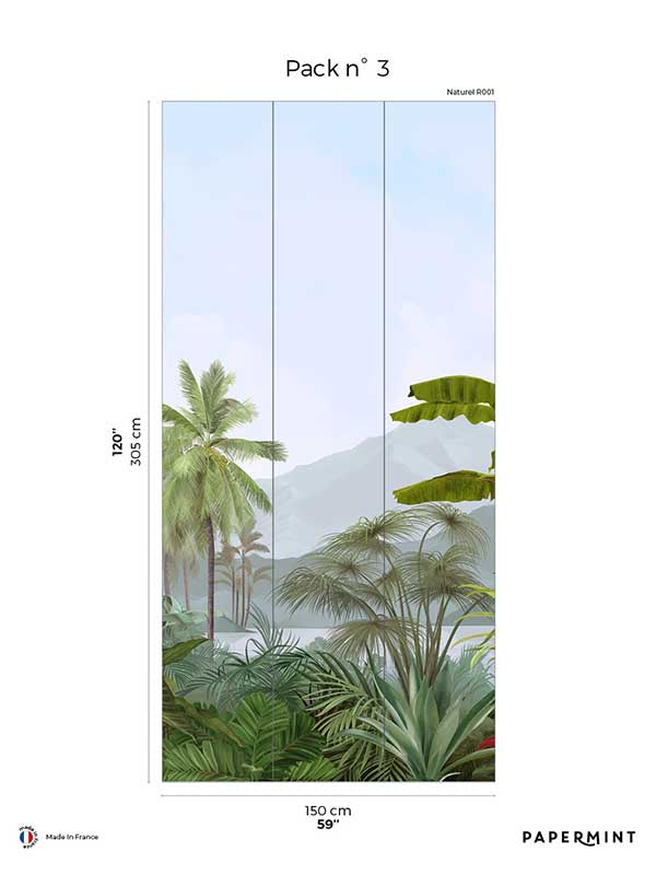 Amazonia Pack 3 mural in blue color - pattern number 8184-AC1-C - by Veer Decor in the Papermint Wall Murals collection