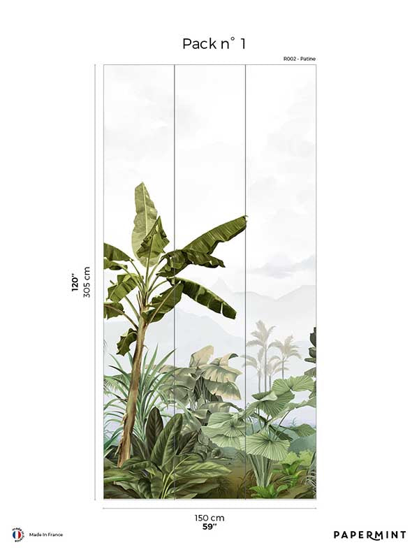 Amazonia Pack 1 fabric in green color - pattern number 8184-AC2-A - by Veer Decor in the Papermint Wall Murals collection