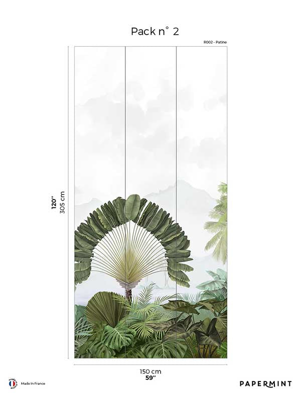 Amazonia Pack 2 fabric in green color - pattern number 8184-AC2-B - by Veer Decor in the Papermint Wall Murals collection