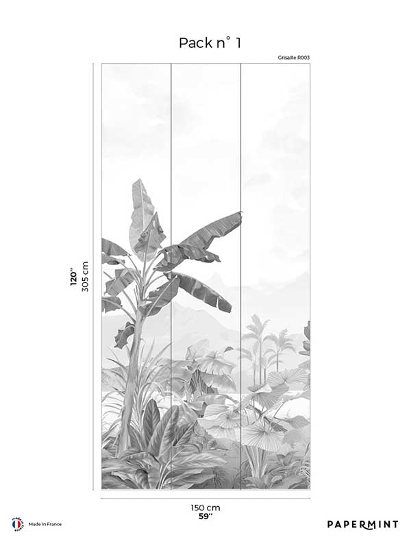 Amazonia Pack 1 fabric in gray color - pattern number 8184-AC3-A - by Veer Decor in the Papermint Wall Murals collection