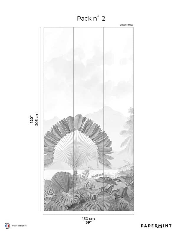 Amazonia Pack 2 fabric in gray color - pattern number 8184-AC3-B - by Veer Decor in the Papermint Wall Murals collection