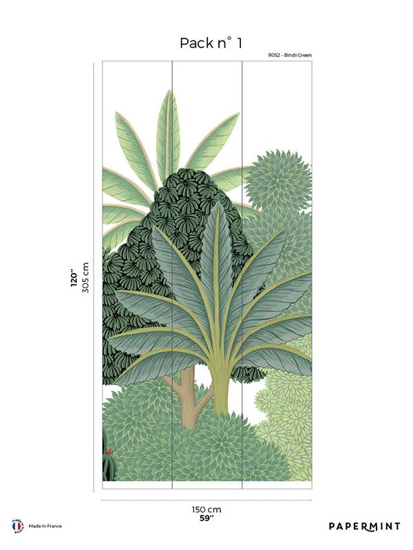 Bengal Pack 1 mural in green color - pattern number 8184-AD1-A - by Veer Decor in the Papermint Wall Murals collection