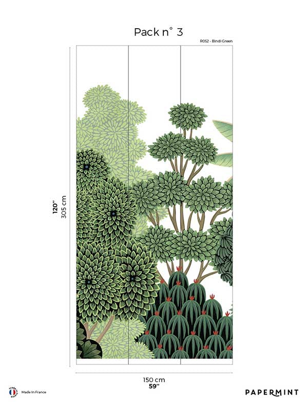 Bengal Pack 3 fabric in green color - pattern number 8184-AD1-C - by Veer Decor in the Papermint Wall Murals collection