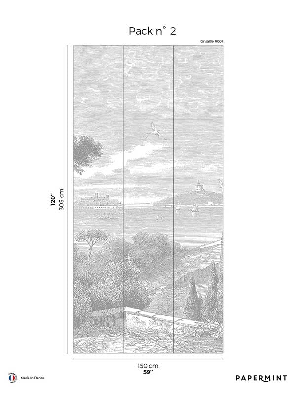 By the Sea Pack 2 fabric in gray color - pattern number 8184-AE1-B - by Veer Decor in the Papermint Wall Murals collection