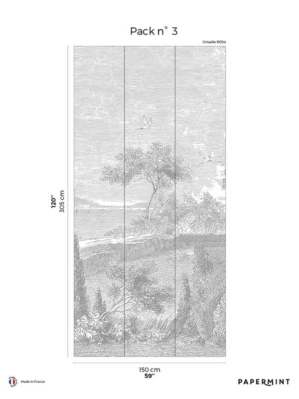 By the Sea Pack 3 fabric in gray color - pattern number 8184-AE1-C - by Veer Decor in the Papermint Wall Murals collection