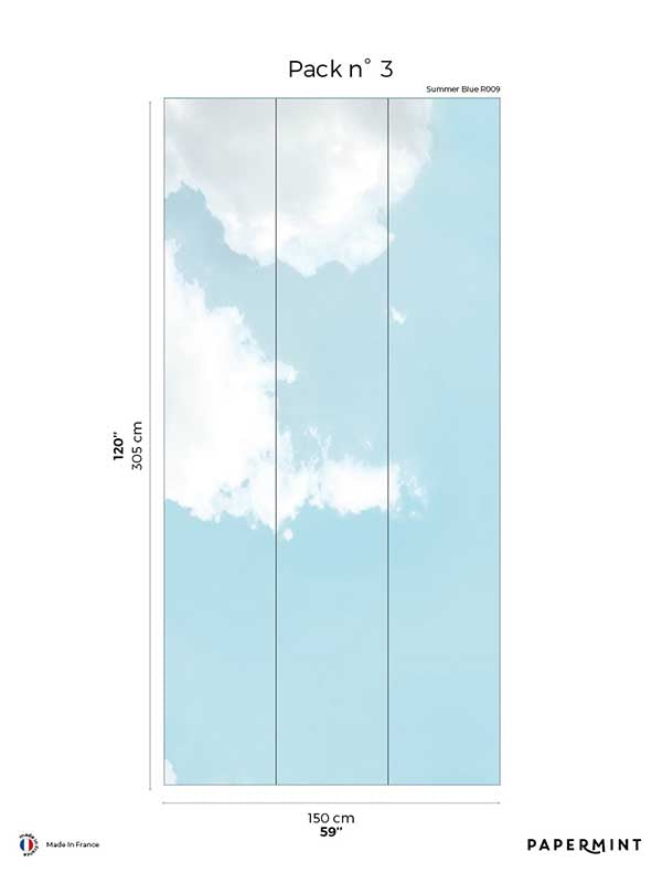 Summer Sky Pack 3 mural in blue color - pattern number 8184-AO1-C - by Veer Decor in the Papermint Wall Murals collection