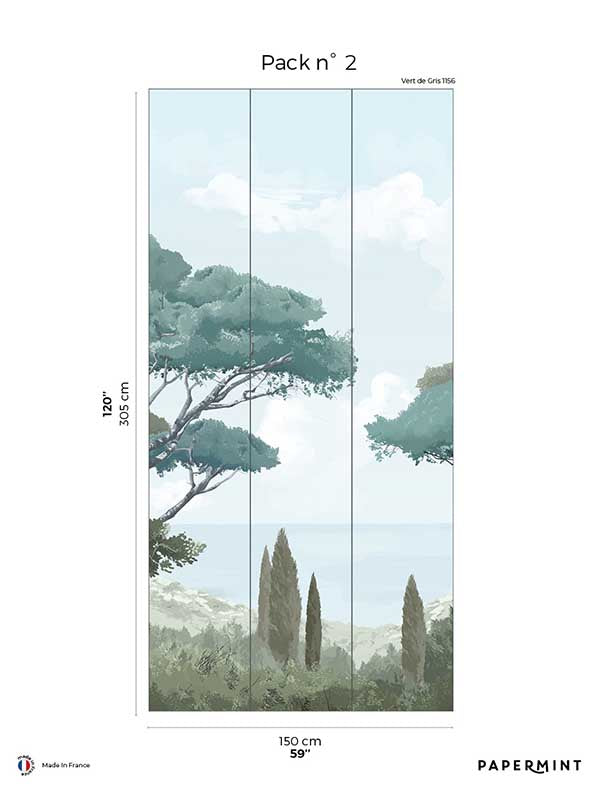 French Riviera Pack 2 mural in gray color - pattern number 8184-AQ1-B - by Veer Decor in the Papermint Wall Murals collection