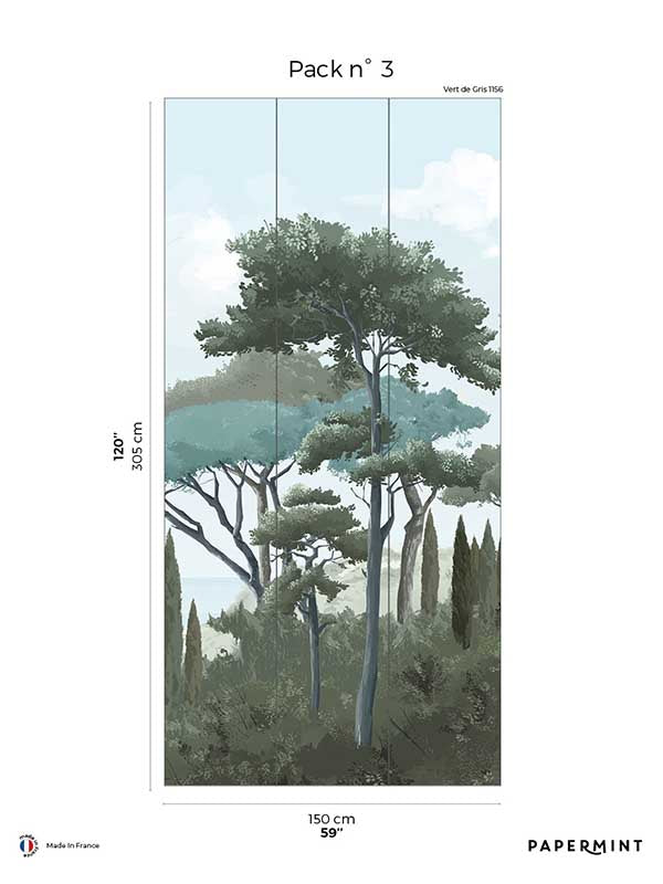 French Riviera Pack 3 mural in gray color - pattern number 8184-AQ1-C - by Veer Decor in the Papermint Wall Murals collection
