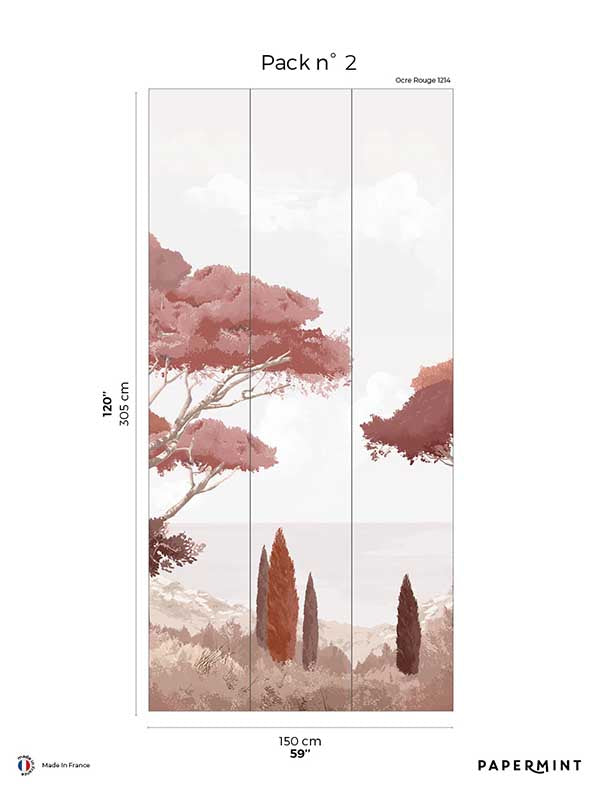 French Riviera Pack 2 fabric in red color - pattern number 8184-AQ2-B - by Veer Decor in the Papermint Wall Murals collection