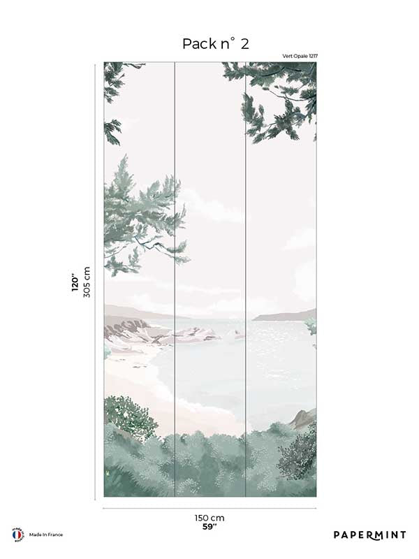 Crozon Pack 2 fabric in green color - pattern number 8184-AS1-B - by Veer Decor in the Papermint Wall Murals collection