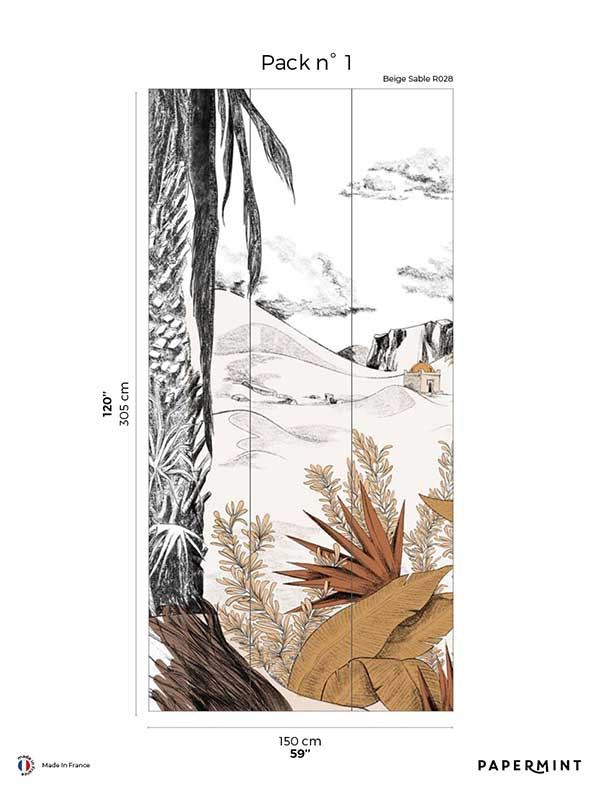 Dune Pack 1 fabric in beige color - pattern number 8184-AW1-A - by Veer Decor in the Papermint Wall Murals collection
