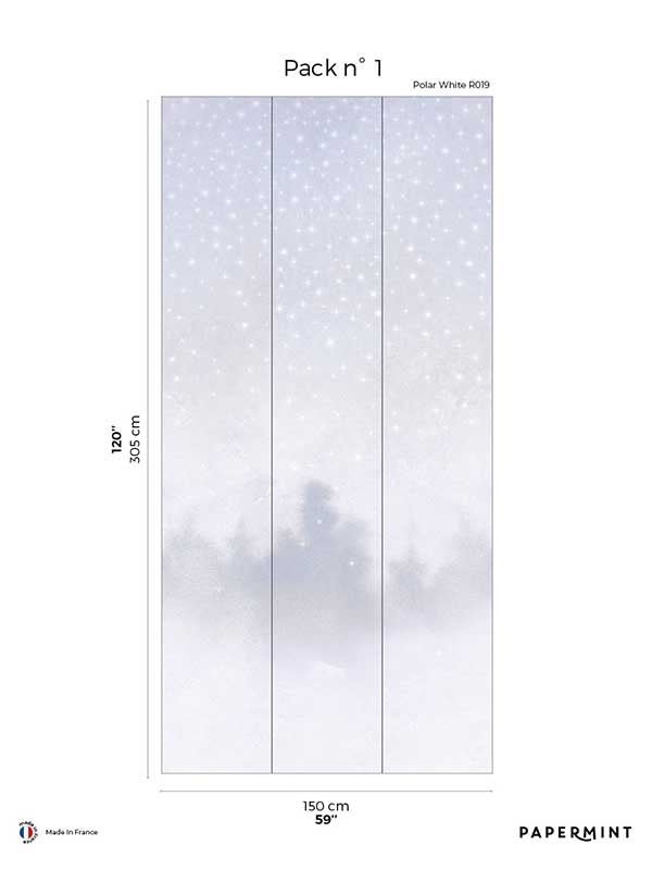 Starlights Pack 1 fabric in white color - pattern number 8184-AZ1-A - by Veer Decor in the Papermint Wall Murals collection