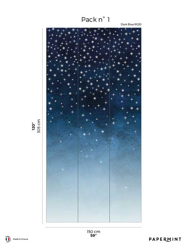 Starlights Pack 1 fabric in navy color - pattern number 8184-AZ1-B - by Veer Decor in the Papermint Wall Murals collection