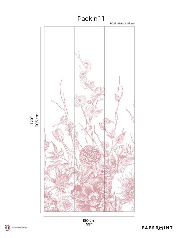Flora Pack 1 fabric in pink color - pattern number 8184-BC2-A - by Veer Decor in the Papermint Wall Murals collection