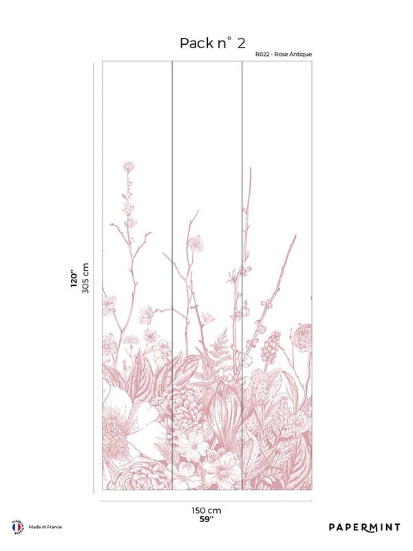 Flora Pack 2 mural in pink color - pattern number 8184-BC2-B - by Veer Decor in the Papermint Wall Murals collection