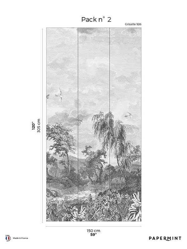Fontainebleau Pack 2 fabric in gray color - pattern number 8184-BD1-B - by Veer Decor in the Papermint Wall Murals collection