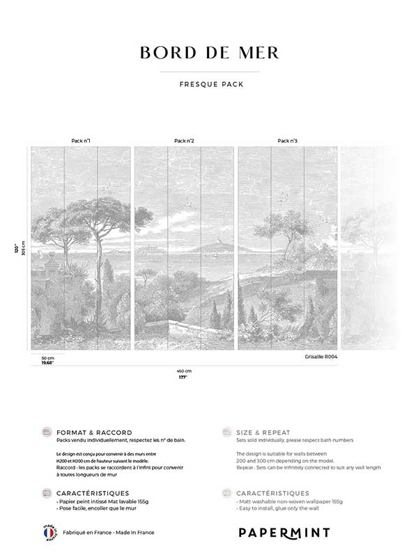 By the Sea Pack 1 2 3 mural in gray color - pattern number 8184-BDL-AE1 - by Veer Decor in the Papermint Wall Murals collection
