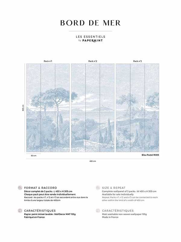 By the Sea Pack 1 2 3 mural in blue color - pattern number 8184-BDL-AE2 - by Veer Decor in the Papermint Wall Murals collection