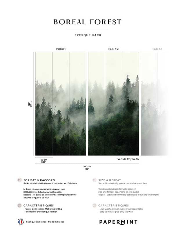 Boreal Pack 1 2 fabric in green color - pattern number 8184-BDL-AF - by Veer Decor in the Papermint Wall Murals collection